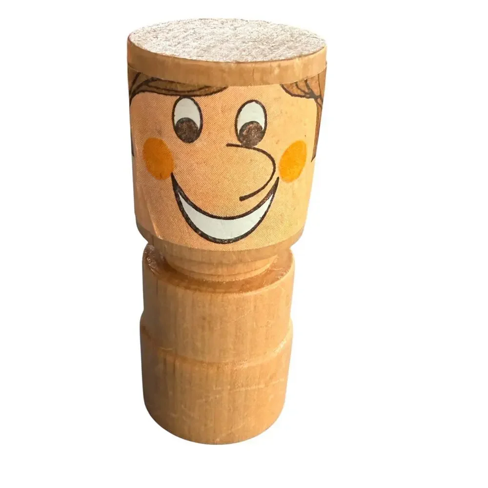 Vintage 1970s PLAYSKOOL Wooden People Man Toy Hand Painted Wood Character Figure